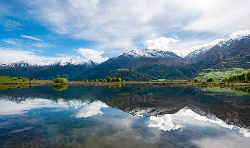 Mountain range reflected in a lake