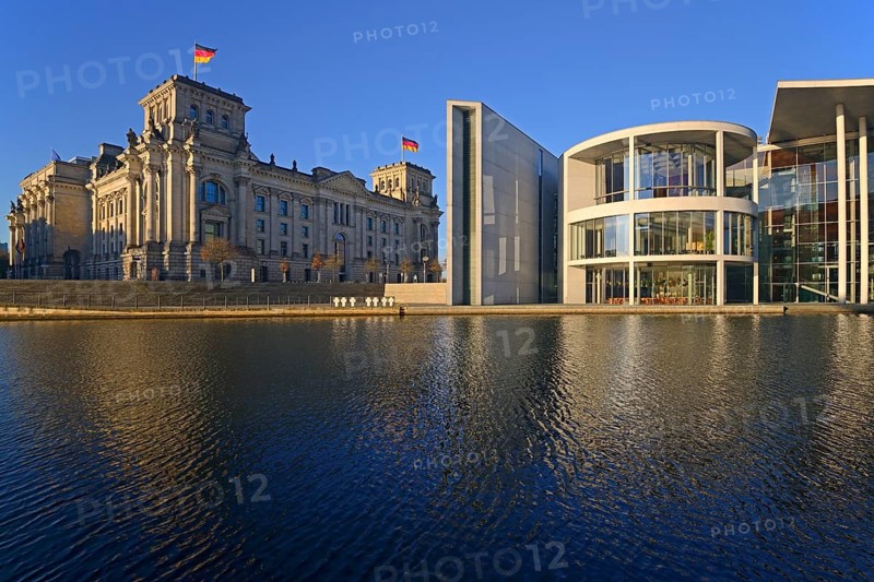 Reichstag and Paul Loebe House on the Spree