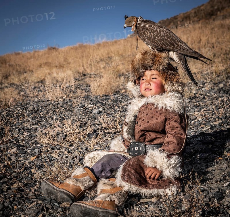 Mongolian falcon hunter
