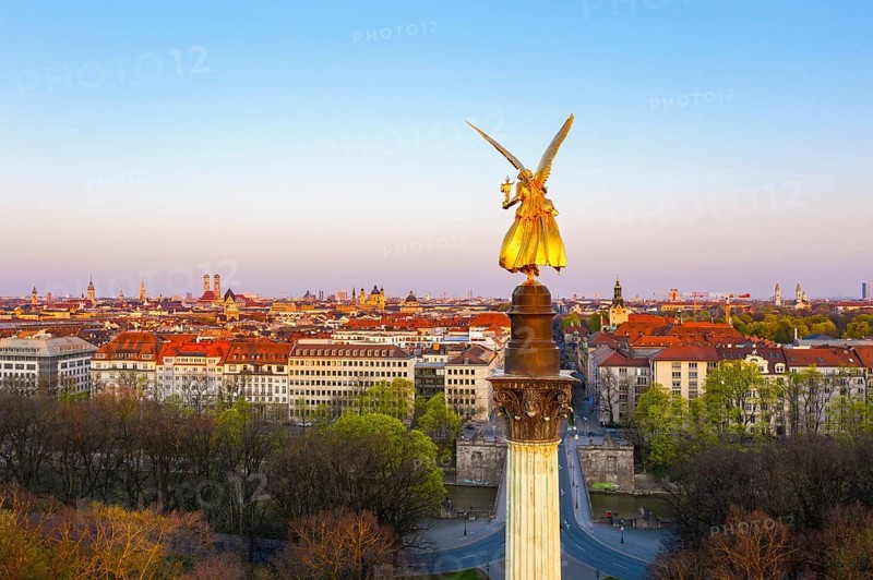 Golden angel of peace in the morning light