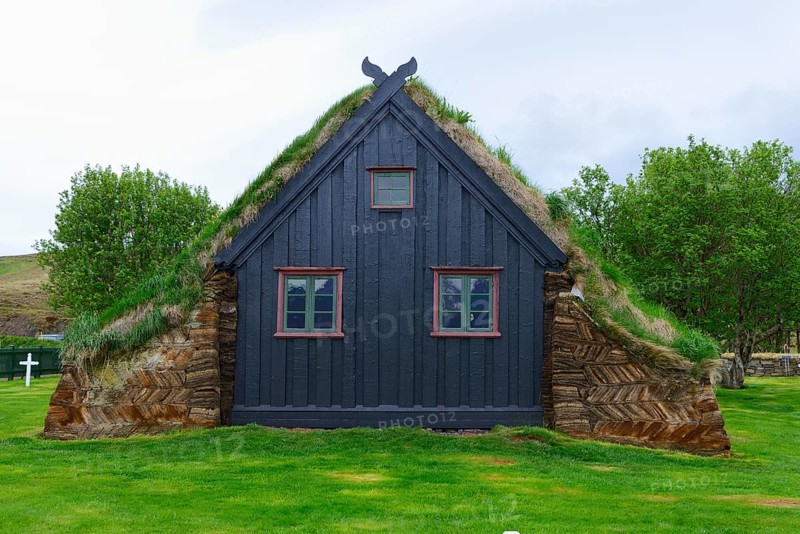 Grass-covered peat church of Vidimyri