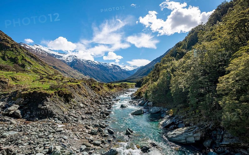 Rob Roy Stream and snow covered mountains