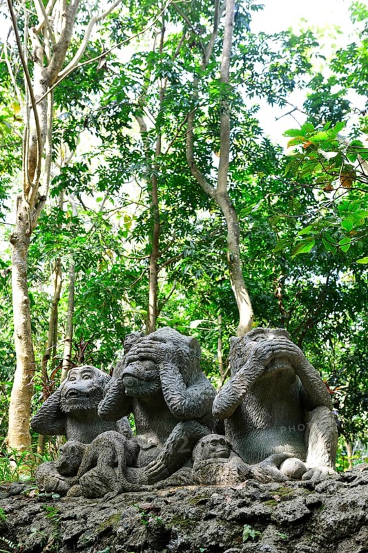 Three monkey figures