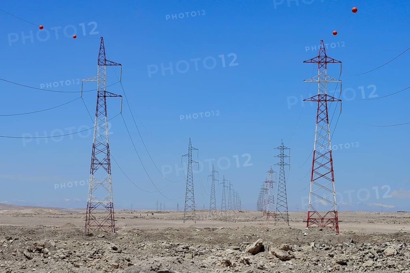 High voltage pylons in the Atacama Desert
