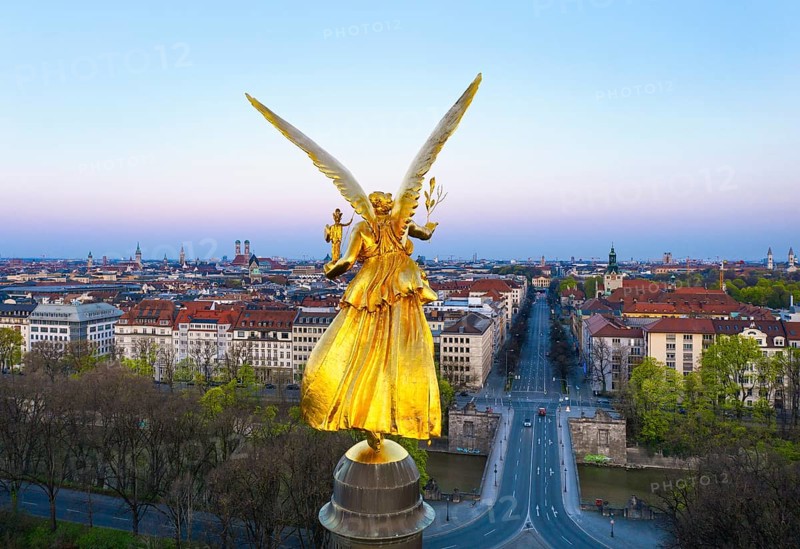 Golden Angel of Peace at dawn