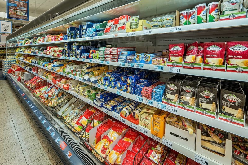 Shelf with cheeses