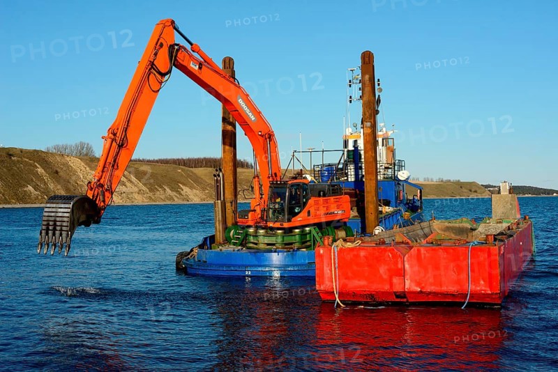 Dredger boat at work