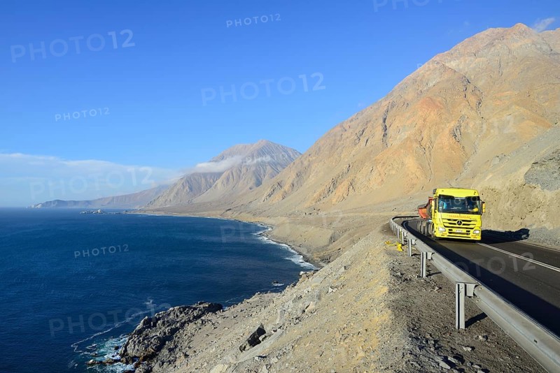 Trucks on the coastal road Ruta 1