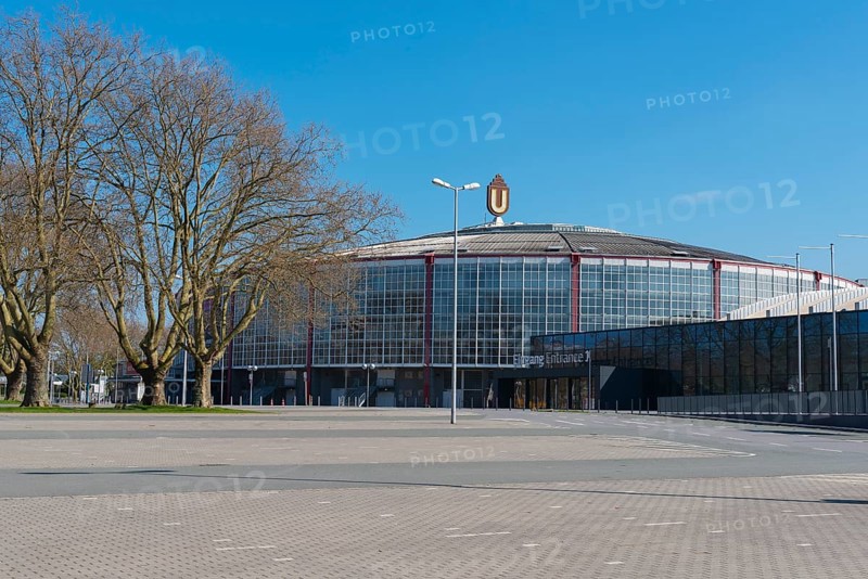 Empty parking lot in front of the Westfalenhallen