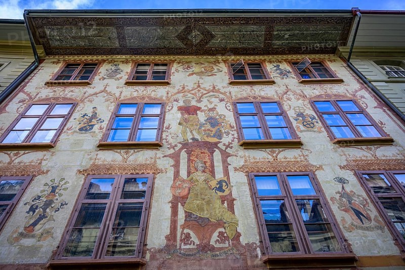 Painted house facade in the Bernese Old Town, Inner City