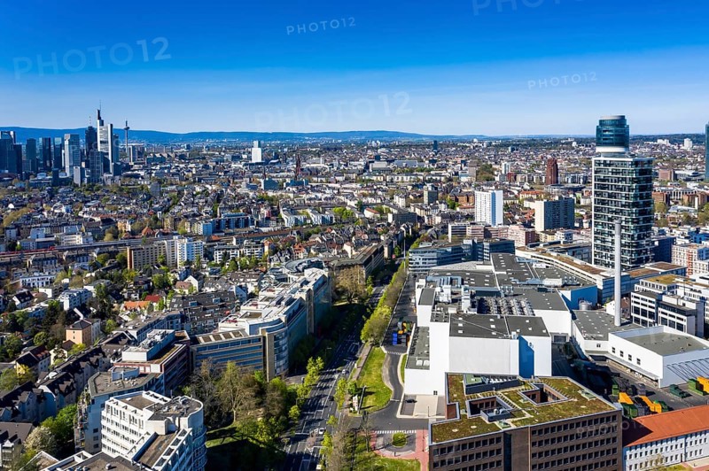 Aerial view, Frankfurt skyline