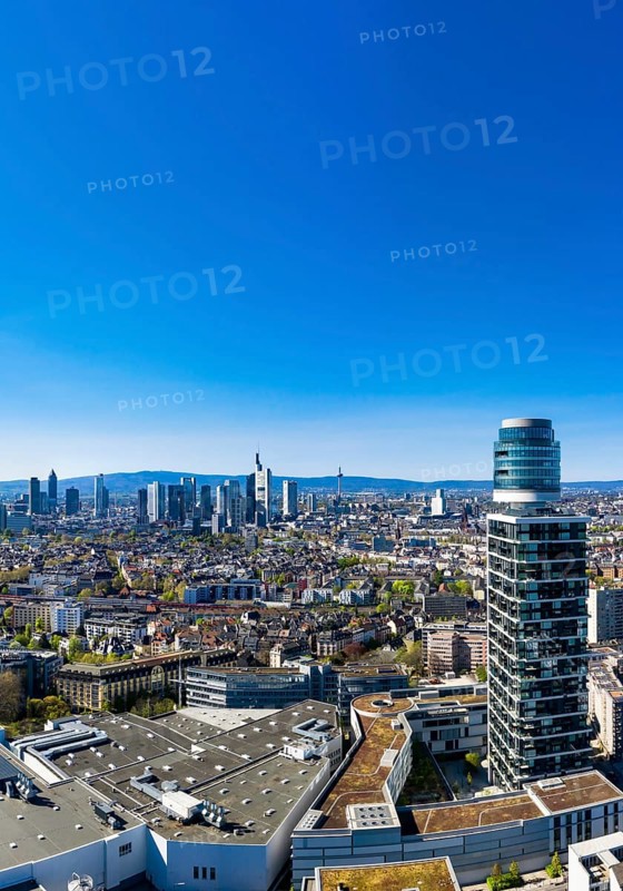Aerial view, Frankfurt skyline