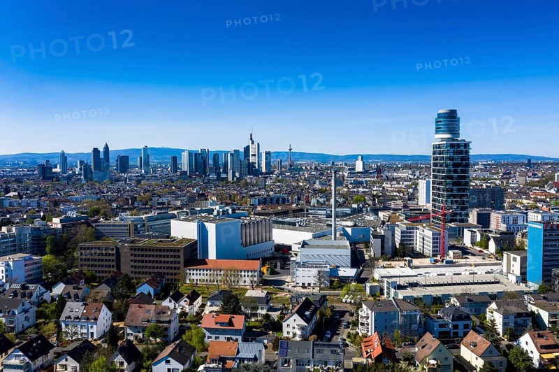 Aerial view, Frankfurt skyline