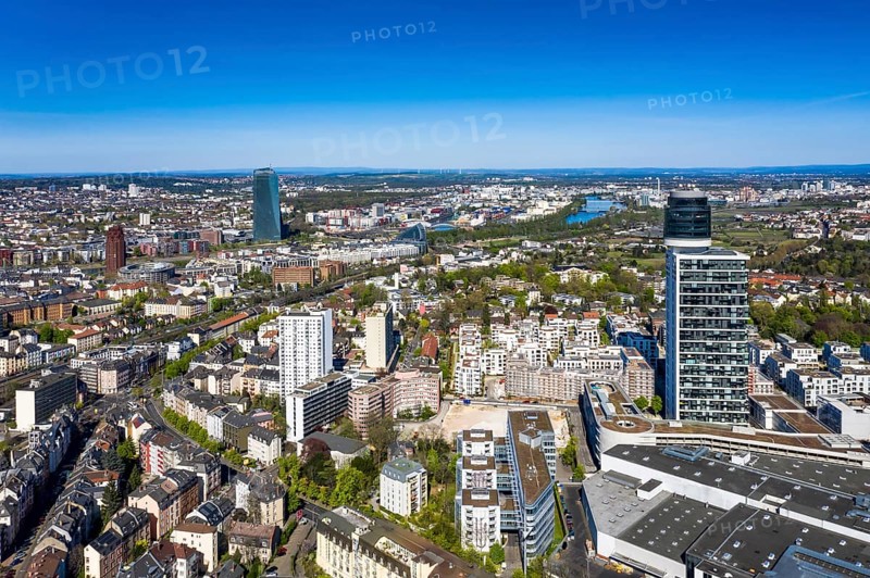 Aerial view, Frankfurt skyline