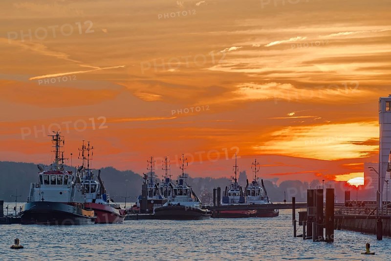 Ships in the museum harbour Oevelgoenne at sunset, Oevelgoenne