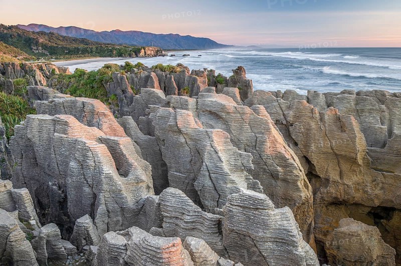 Pancake Rocks in the evening light, Paparoa National Park