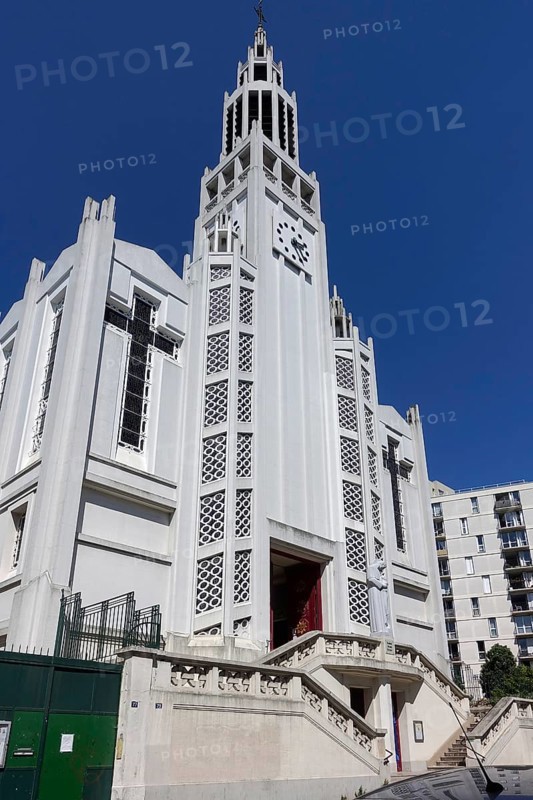 Parish church of Saint-Jean-Bosco built in reinforced concrete in the Art Deco style by the architects Dimitrou Rotter (1878-1938) and Rene Rotter from 1933 to 1937, Rue Alexandre-Dumas