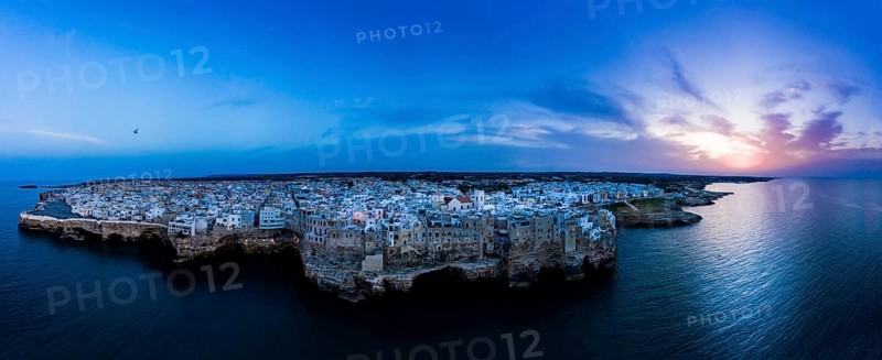 Aerial view, city view at dusk