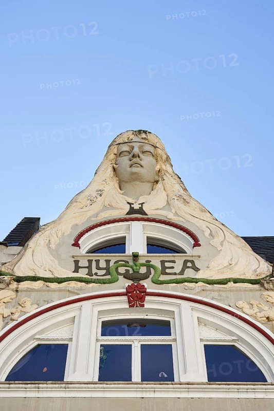 Art Nouveau gable in the Confirmation Street in Koblenz, Hygiea