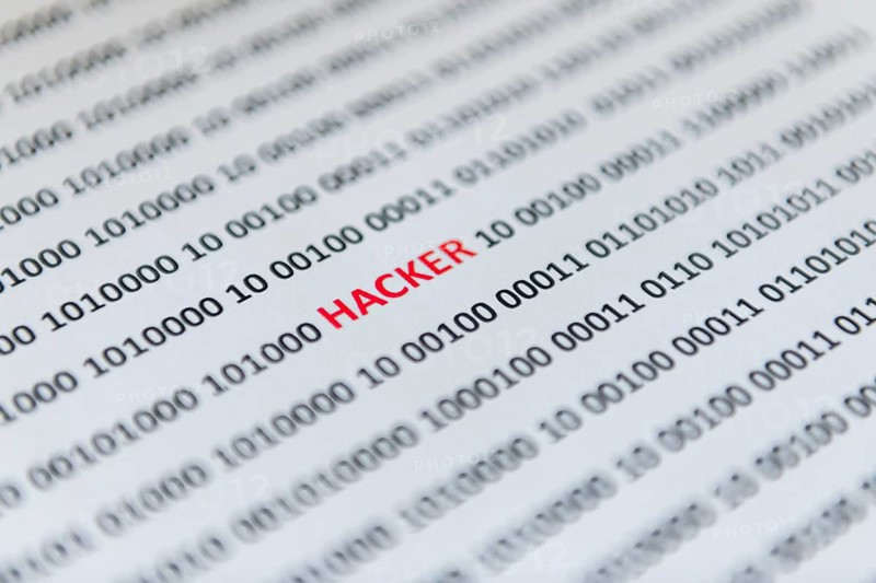 Binary code with the word hacker, Austria
