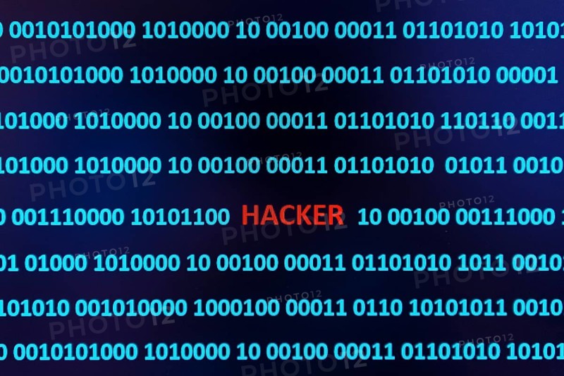 Binary code with the word hacker, Austria
