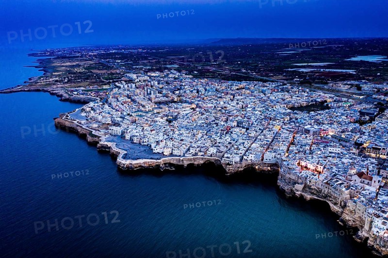 Aerial view, city view at dusk