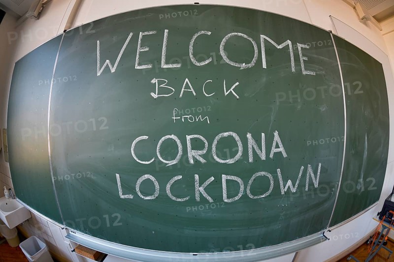School restarts after Corona lockdown, empty classroom