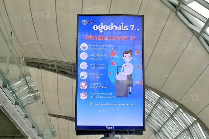 Sign with rules of conduct in Thai, Corona crisis