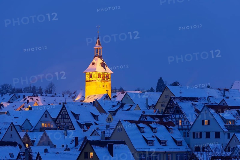 View over the roofs of the old town with church tower