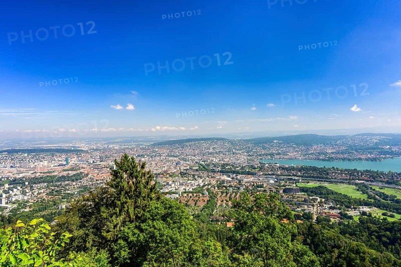 View from the Uetliberg to the city of Zurich and Lake Zurich