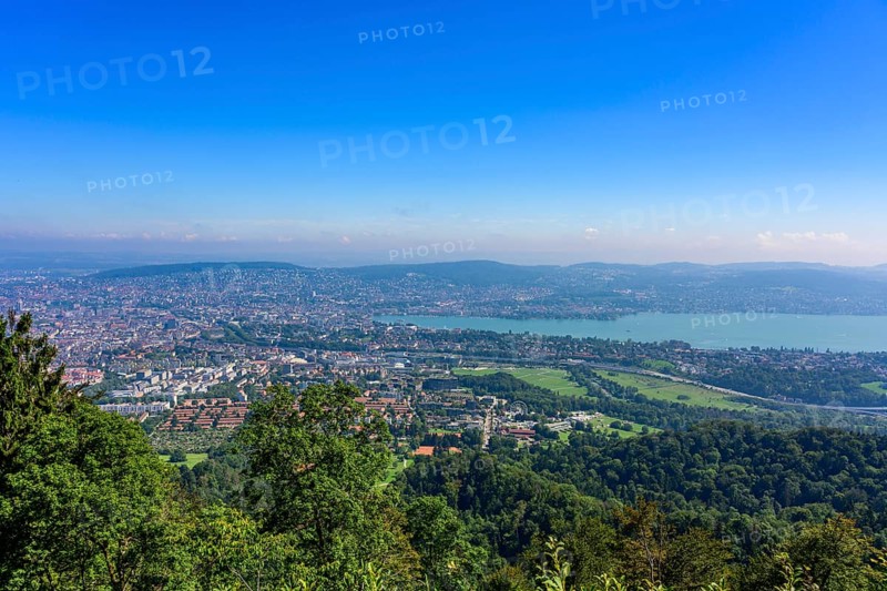 View from the Uetliberg to the city of Zurich and Lake Zurich