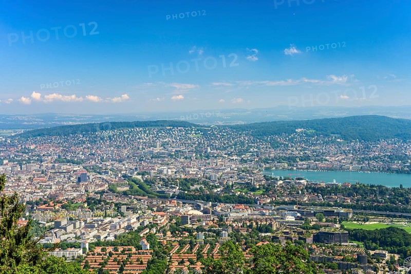 View from the Uetliberg to the city of Zurich and Lake Zurich