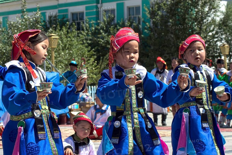 Three Mongolian children