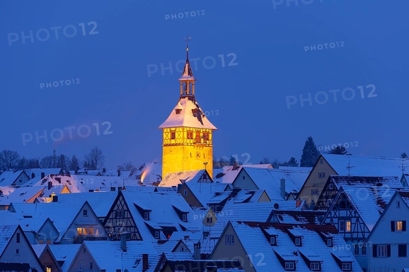 View over the roofs of the old town with church tower