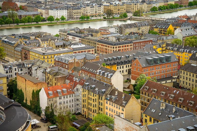 View of the city with typical houses