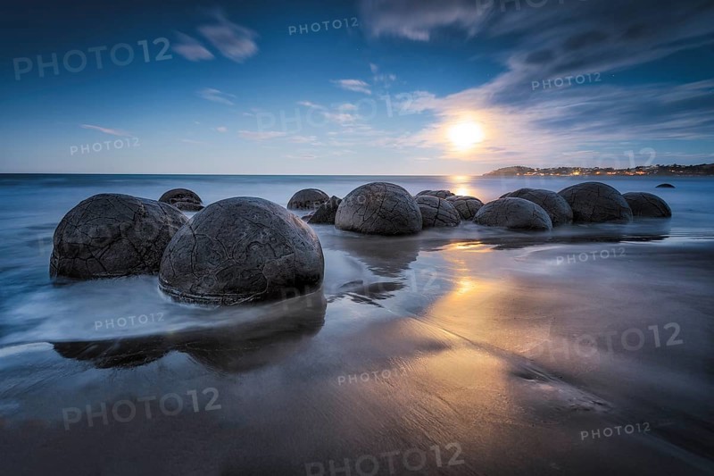Moeraki Bolders at full moon