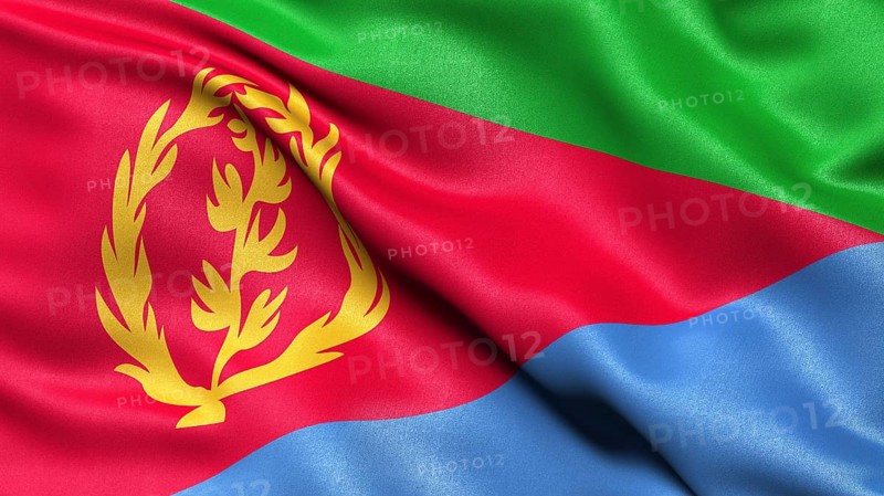 3D representation of the flag of Eritrea waving in the wind