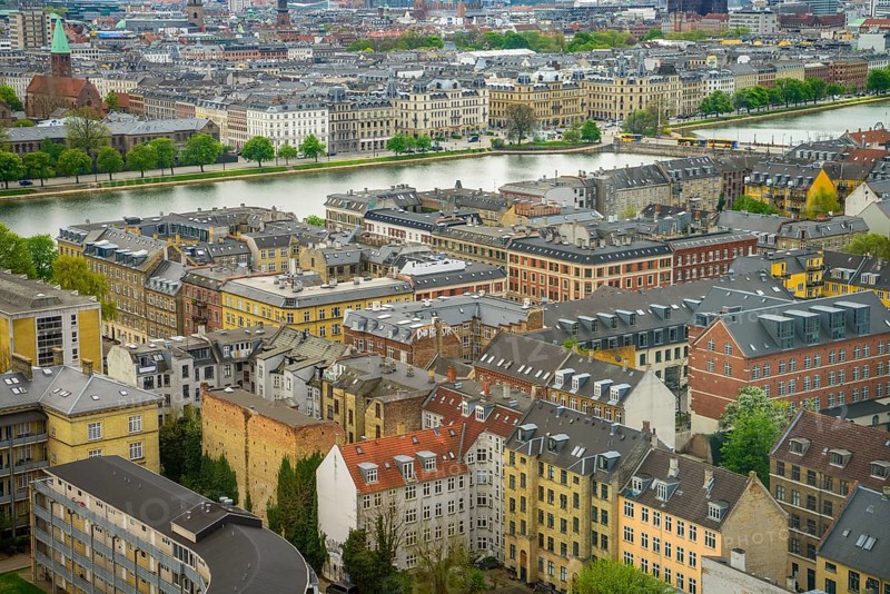 View of the city with typical houses