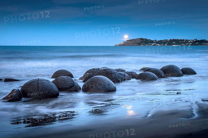 Moeraki Bolders at full moon