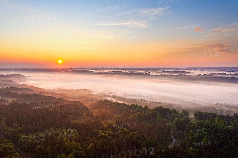 Fog over Isar valley at sunrise