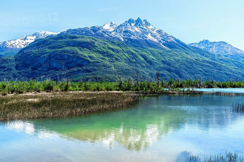 Castillo mountain range and Ibanez river wide valley viewed from the Pan-American Highway