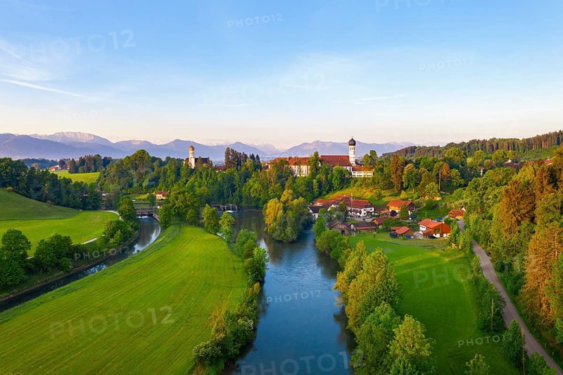 Loisach and Beuerberg with Marienkirche and monastery