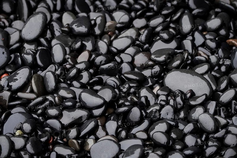 Black lava pebbles at Reynisfjara beach
