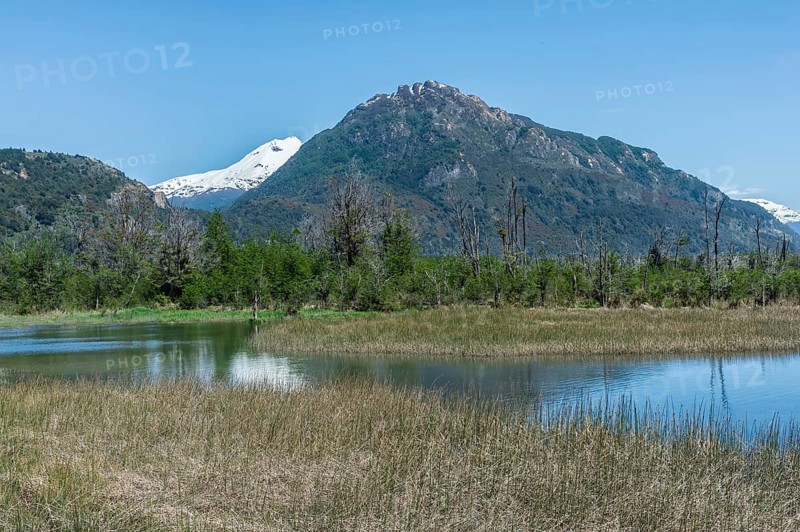 Castillo mountain range and Ibanez river wide valley viewed from the Pan-American Highway