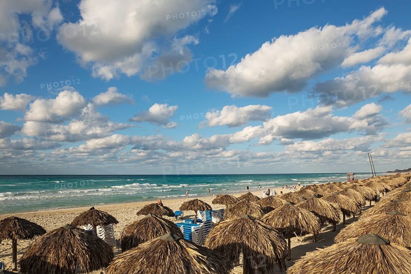 Thatched parasols at a beach in Varadero