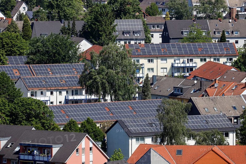 Multi-family houses with solar roofs