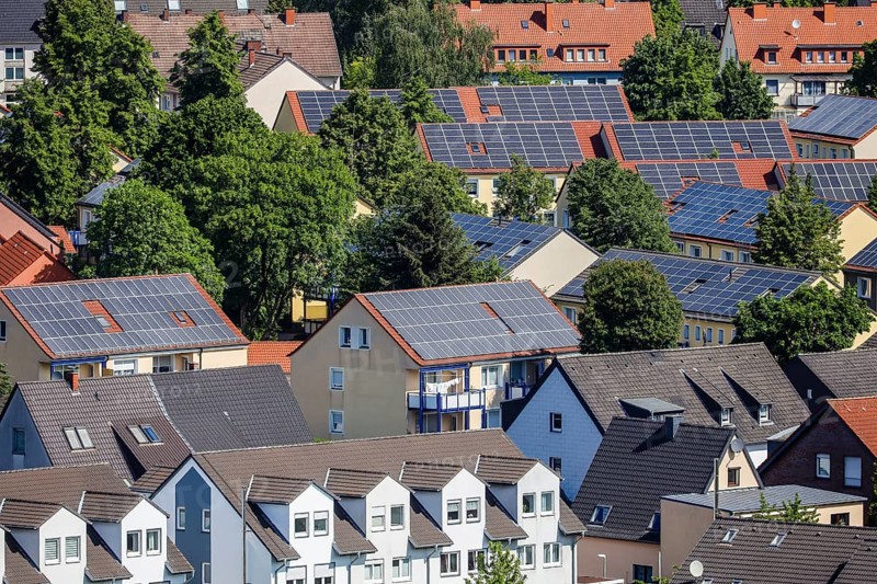 Multi-family houses with solar roofs