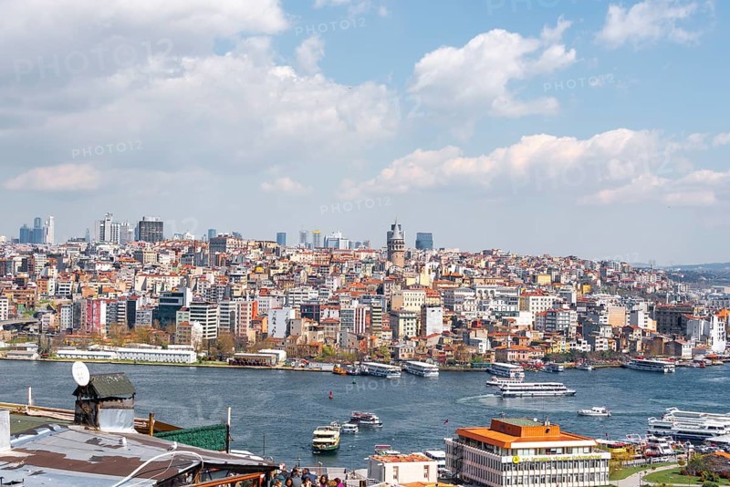 View from Sueleymaniye Mosque over the city with Galata Tower