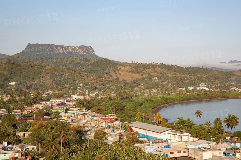 View of the outskirts of Baracoa and the El Yunque mountain