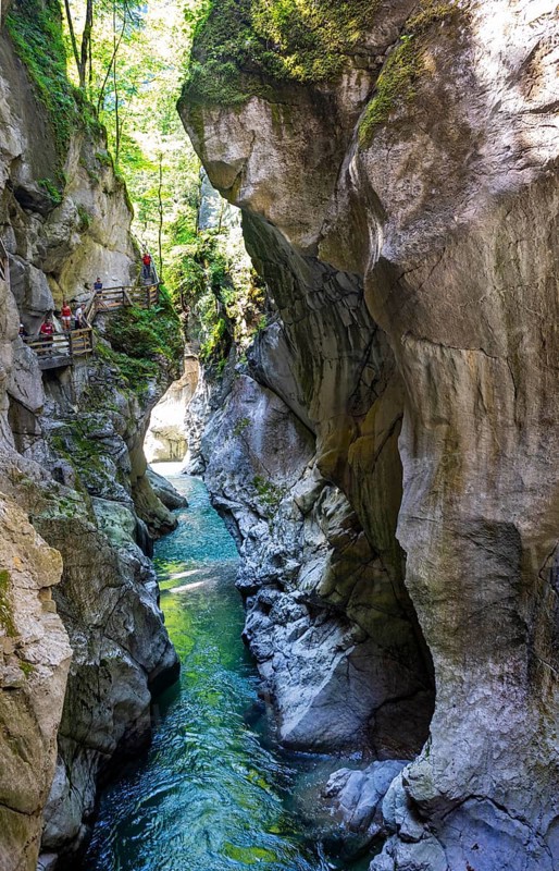 Climbing facility in the dark gorge